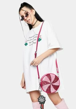 Betsey Johnson Peppermint Swirl Glitter Crossbody Bag