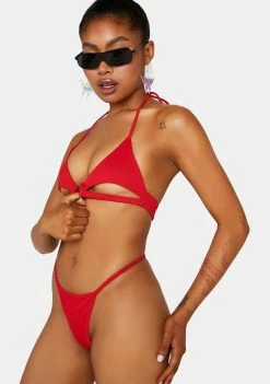 Candy Shop Lingerie Red Cleo Cut Out Bikini Set