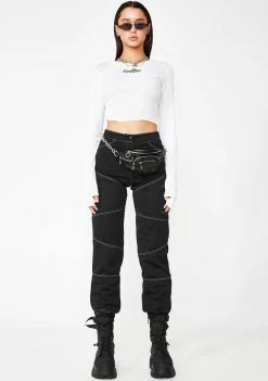 Plugged NYC Bottoms Slit Cargo Pants