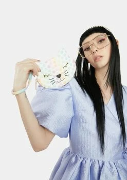 Betsey Johnson Polka Dot Kitty Kitsch Zip Wristlet