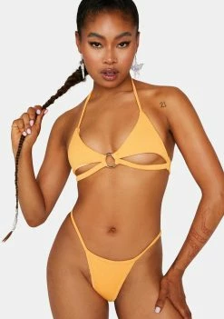 Candy Shop Lingerie Orange Cleo Cut Out Bikini Set Bikini Sets
