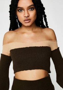 Plugged NYC Shoulderless Crop Top Tops