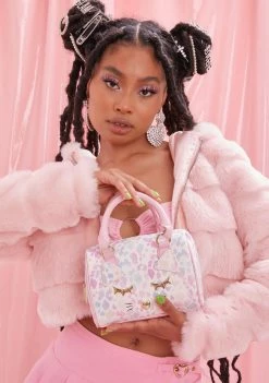 Betsey Johnson Pink Kitty Kitsch Barrel Bag
