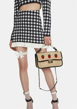 Betsey Johnson Strawberry Fields Straw Crossbody Bag