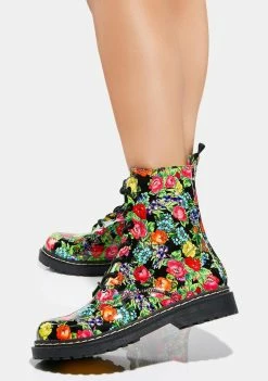 Betsey Johnson Boots & Booties Elite Floral Combat Boots
