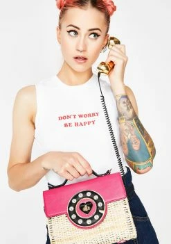 Betsey Johnson Wicker Phone Bag