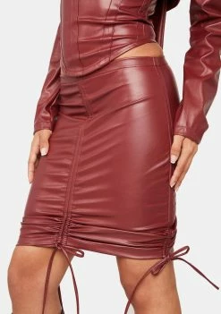 Plugged NYC Red Yem Ruched Skirt