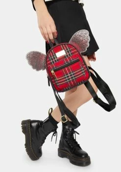 Betsey Johnson Plaid Jessie Mini Winged Backpack