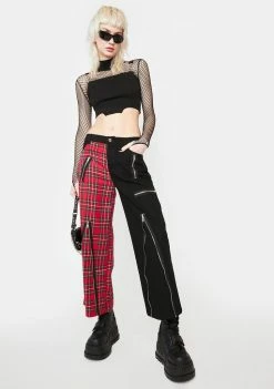 Lost Queen Red Two Tone Plaid Pants