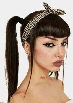 Lost Queen Hair Accessories Black Picnic Gingham Headband
