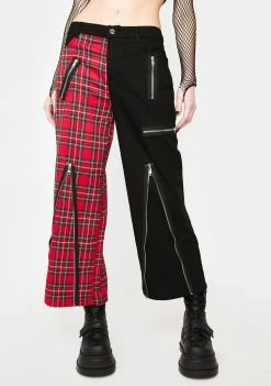 Lost Queen Red Two Tone Plaid Pants
