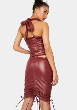Plugged NYC Red Yem Ruched Skirt