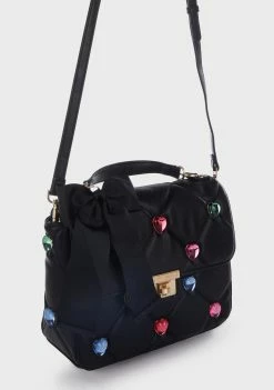 Budget ✔️ Betsey Johnson Black I Want 🍬 Candy Hearts Satchel Bag Bags & Wallets 🎉 6 Betsey Johnson Black I Want Candy Hearts Satchel Bag Bags & Wallets