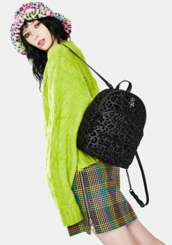 Betsey Johnson Bags & Wallets Pretty Puffer Velvet Leopard Backpack