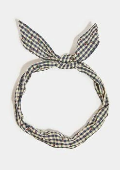 Lost Queen Blue Picnic Gingham Headband Hair Accessories