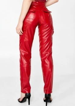 Hot Sale 𧨠Plugged NYC Slit Leather Cargo Pants Bottoms π 7 Plugged NYC Slit Leather Cargo Pants Bottoms