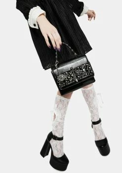 Betsey Johnson Black Stud Up About It Bow Bag