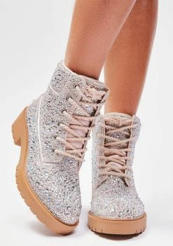 Betsey Johnson Rhinestone Hudson Combat Boots Boots & Booties