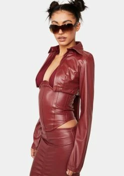 Plugged NYC Red Yem Cropped Coat Outerwear