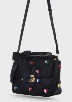 Betsey Johnson Black I Want Candy Hearts Satchel Bag Bags & Wallets