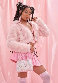 Betsey Johnson Pink Kitty Kitsch Barrel Bag