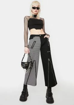 Lost Queen Wide Leg Pants Two Tone Striped Pants