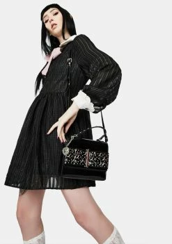 Betsey Johnson Black Stud Up About It Bow Bag