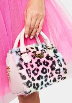 Betsey Johnson Cheetah Fur Harley Mini Barrel Bag