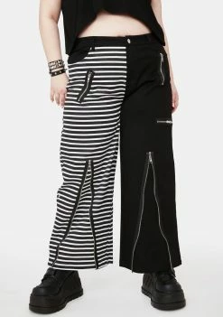 Lost Queen Bottoms Plus Two Tone Striped Pants