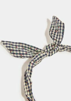 Lost Queen Blue Picnic Gingham Headband Hair Accessories