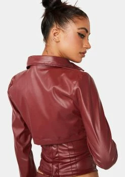 Plugged NYC Red Yem Cropped Coat Outerwear