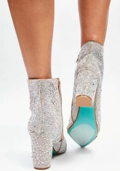 Betsey Johnson Cady Rhinestone Embellished Ankle Boots Boots & Booties