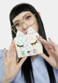 Betsey Johnson Polka Dot Kitty Kitsch Zip Around Wallet Bags & Wallets