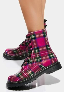 Betsey Johnson Elite Plaid Combat Boots Boots & Booties