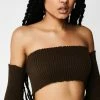 Plugged NYC Shoulderless Crop Top Tops