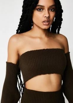 Plugged NYC Shoulderless Crop Top Tops