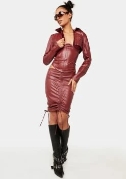 Plugged NYC Red Yem Cropped Coat Outerwear