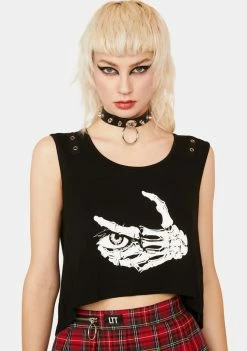 Lost Queen Peek A Boo Graphic Tank Tops