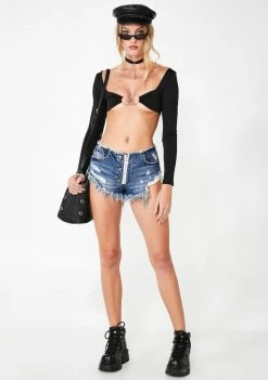 Plugged NYC Tops Hunnie Long Sleeve Crop Top