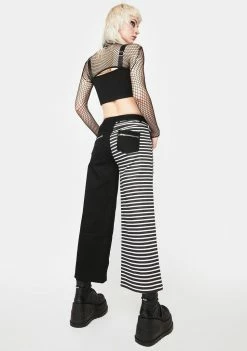 Lost Queen Wide Leg Pants Two Tone Striped Pants
