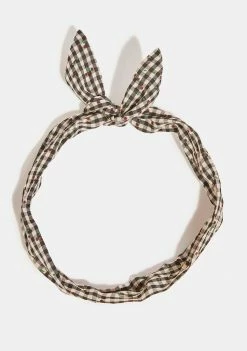 Lost Queen Hair Accessories Black Picnic Gingham Headband