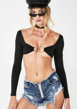 Plugged NYC Tops Hunnie Long Sleeve Crop Top