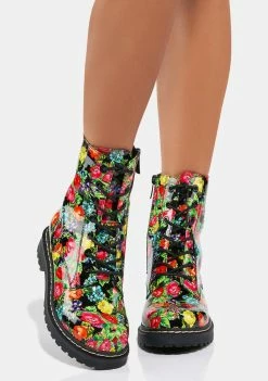 Betsey Johnson Boots & Booties Elite Floral Combat Boots