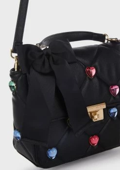 Betsey Johnson Black I Want Candy Hearts Satchel Bag Bags & Wallets