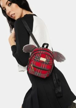 Betsey Johnson Plaid Jessie Mini Winged Backpack
