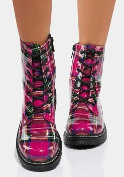 Betsey Johnson Elite Plaid Combat Boots Boots & Booties