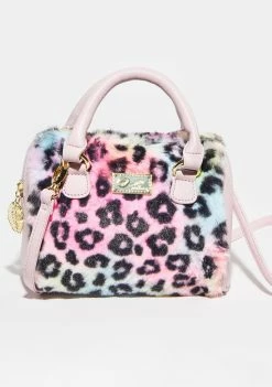 Betsey Johnson Cheetah Fur Harley Mini Barrel Bag