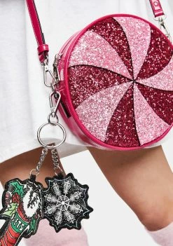 Betsey Johnson Peppermint Swirl Glitter Crossbody Bag