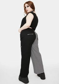 Lost Queen Bottoms Plus Two Tone Striped Pants