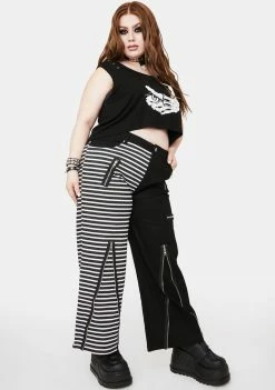 Lost Queen Bottoms Plus Two Tone Striped Pants